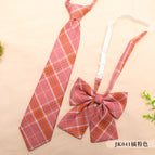 JK041 Orange Pink Plaid Tie + Collar