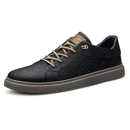 Two-layer Cowhide Men's Shoes All-match Men's Soft-soled Leather Casual Leather Shoes Sneakers Men's Slip-on plus size Summer Breathable