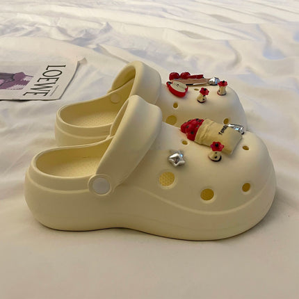 DIY Niche Thick-Soled Clogs for Women 2026 Summer Ultra-Comfortable Beach Non-Slip Odor-Resistant Closed-Toe Slippers for Outdoor Wear
