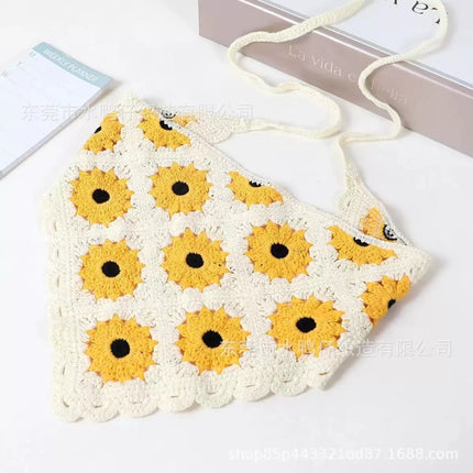European and American Cross-Border French Ins Retro Handmade Crochet Triangle Scarf Women's Personalized Travel Photo Headscarf Hairband