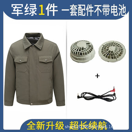 Cross-border supply air conditioning clothes summer outdoor worker labor protection work clothes short sleeve air conditioning shirt fan clothes coat
