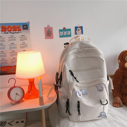New Korean style ins large capacity junior and senior high school student backpack Japanese style workwear style College student couple backpack