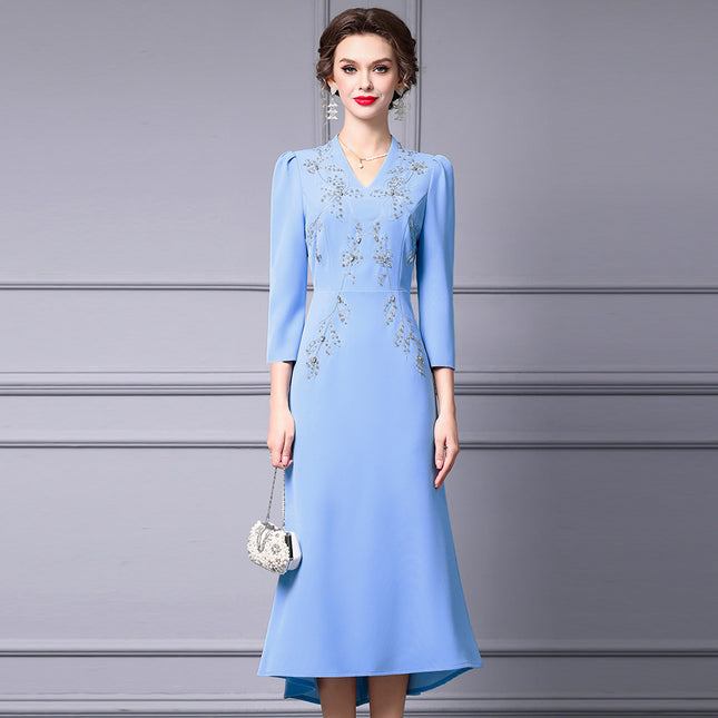 Zhili 2026 New Model Dress for Important Occasions, Elegant Socialite Style, Embroidered with Rhinestones, Short in the Front and Long in the Back, Mermaid Dress
