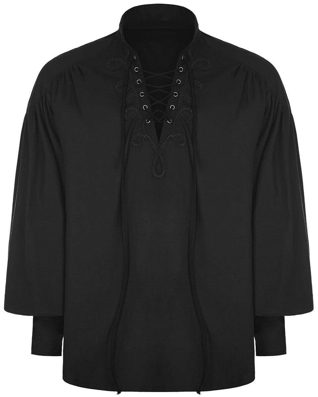 Amazon New Men's Shirt Long Sleeve Top Eaby Medieval Bright Eye Performance Stage Dress Lace-up Lace