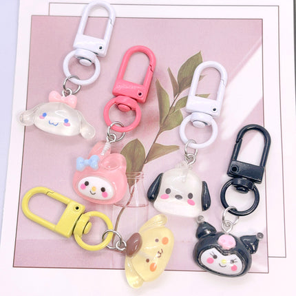 Transparent Animal Three-Creeper European Cinnamon Dog Kuromi Resin DIY Keychain Ring Accessories Pendant