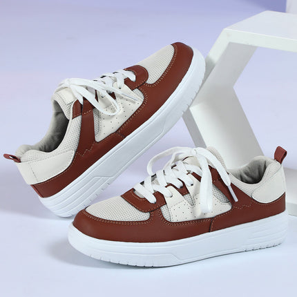 Korean Style Trendy Four-Season Thick-Soled Skateboard Shoes, Mesh Breathable Casual Shoes, Lace-Up Fashionable Women's Shoes, Outdoor Couple Trendy Shoes