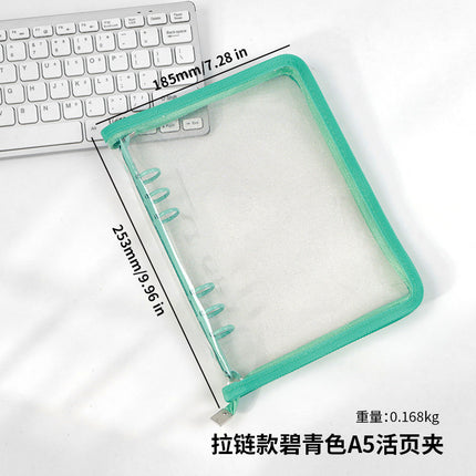 Japanese A5 Transparent Loose-leaf Black Glitter Zipper 6-hole Notebook Ins Style Star Chaser Ledger PVC Case