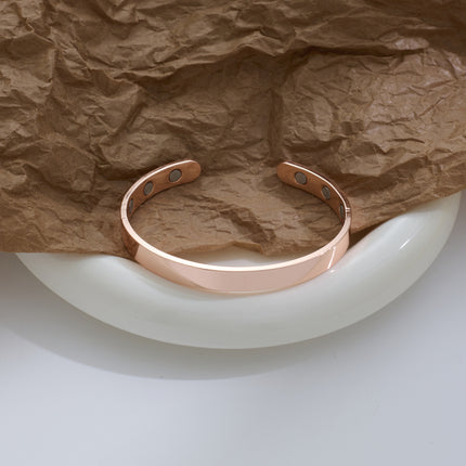 Cross-Border Hot Selling Magnetic Bracelet European and American Jewelry Pure Glossy Magnet Opening Rose Gold Bracelet Ring Set for Men and Women