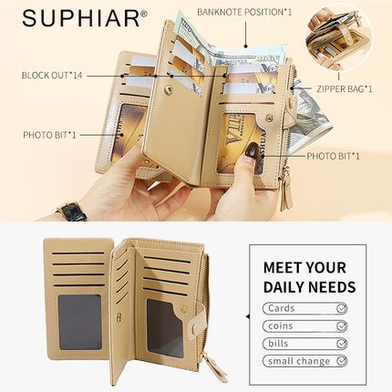 Cross-Border Southeast Asia Multi-Card Slot 80% off Women's Wallet Card Holder Integrated Pu Lacquer Simple Mid-Length Women's Wallet