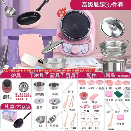 Cross-border mini kitchenette factory direct full set of cooking girls kitchenware suit children's real cooking toys