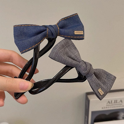Cross-Border Denim Bow Twist Clip High-End Hair Clip for Women with Hair on the Back of the Head and Elegant Headwear