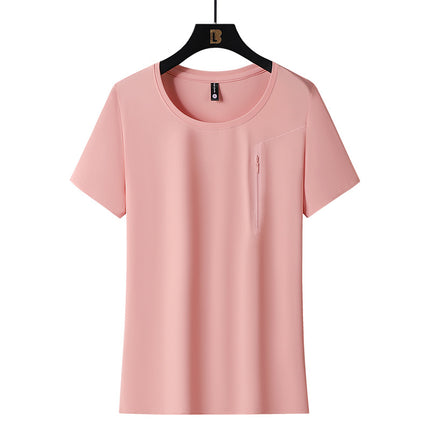 Ice Silk Short-sleeved T-shirt Men's and Women's 2025 New Summer Men's and Women's Thin Elastic Breathable Sports Quick-drying Clothes Cool T-shirt