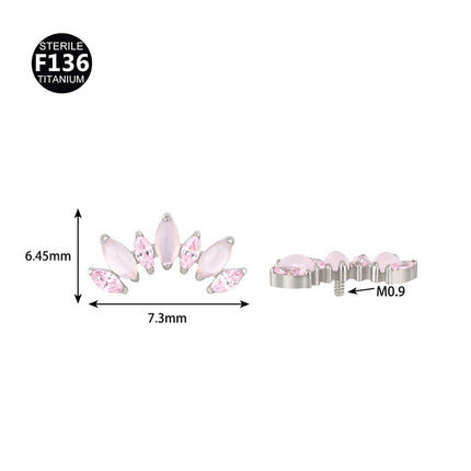 F136 Titanium Alloy 7 Horse Eye Natural Stone 0.9 Teeth Human Puncture Jewelry Ear Nail Lip Nail Ear Bone Nail Accessories