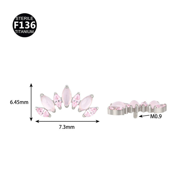 F136 Titanium Alloy 7 Horse Eye Natural Stone 0.9 Teeth Human Puncture Jewelry Ear Nail Lip Nail Ear Bone Nail Accessories