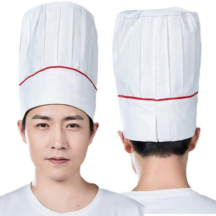 Extras High Chef Hat Men's Catering Work Hat White Mushroom Hat High Hat Special Oil Smoke-proof Cloth Hat for Hotel Kitchen