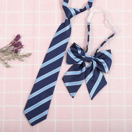 Japanese and Korean striped jk/dk college style men's and women's red cyanotic gray blue shirt accessories tie-free collar set