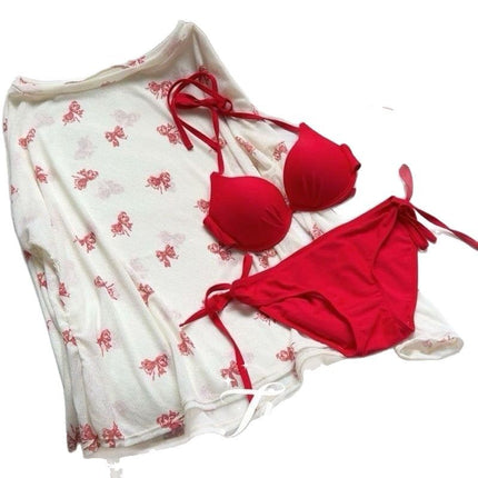 Source Manufacturer Girl's Pure Desire Sexy Bikini Small Breast Steel Support Push-Up Beach Vacation Long-Sleeved Blouse Swimsuit Sweet