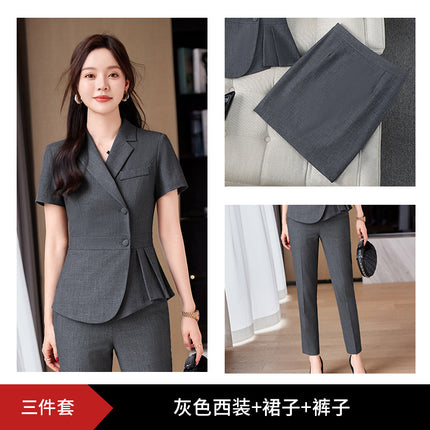 Formal wear women's suit suit fashionable elegant high-end business wear goddess style summer suit hotel front desk work clothes