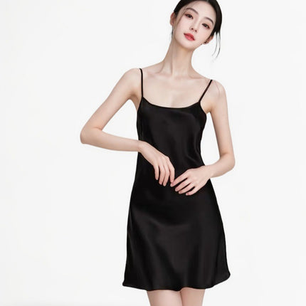 Pajamas Women's Summer Ice Silk Slip Skirt Sexy Nightgown High-end Sense Silk Beautiful Back plus size Base Skirt Home Clothes