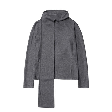 Spring Men's New Men's Base Shirt Stacked with Shawl Bib Hooded Niche Design Loose Pullover Sweater Top