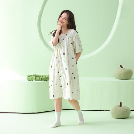 ClAss A XinjiAng Cotton Nightgown for Women, Pure Cotton, Fresh FlorAl Mid-skirt, Cute And Sweet Girl's Home Clothes ThAt CAn Be Worn Outside in Summer