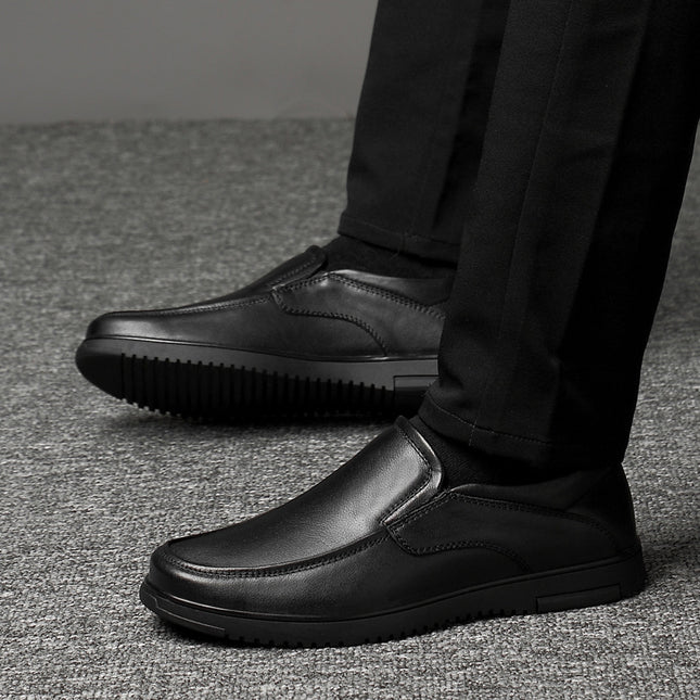 Men's First-Layer Leather Shoes, Business Formal Wear, Men's Middle-Aged Soft-Soled Cowhide Dad Shoes, Summer Breathable Lace-Up Genuine Leather Men's Shoes