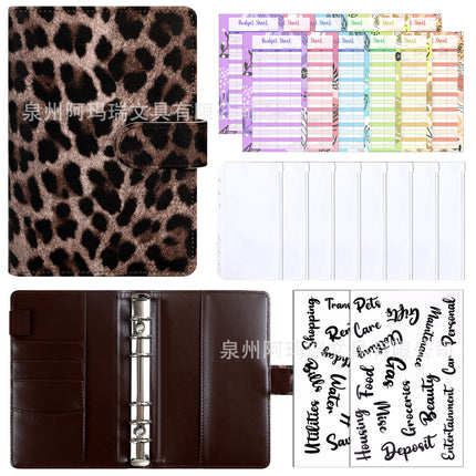 Amazon Cross-border A6 Leopard Macaron Notebook Loose-leaf Creative Cash Deposit Book Budget Plan Book