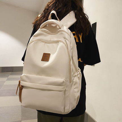 Solid Color Simple Couple's Schoolbag Large Capacity Fashionable All-match Personality Niche Backpack Travel Class Tutoring Backpack