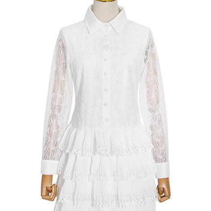 Elegant and Fashionable Commuter Dress for Women 2026 Spring New Lace Design Solid Color Mini Skirt Women's Clothing