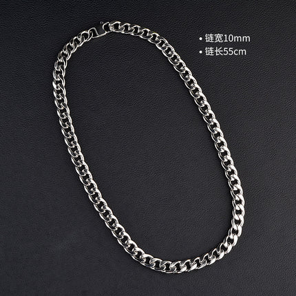 European and American Versatile Basic Cuban Chain Titanium Steel Necklace German Titanium Stainless Steel Jewelry Trendy Cool Unisex Versatile Chain
