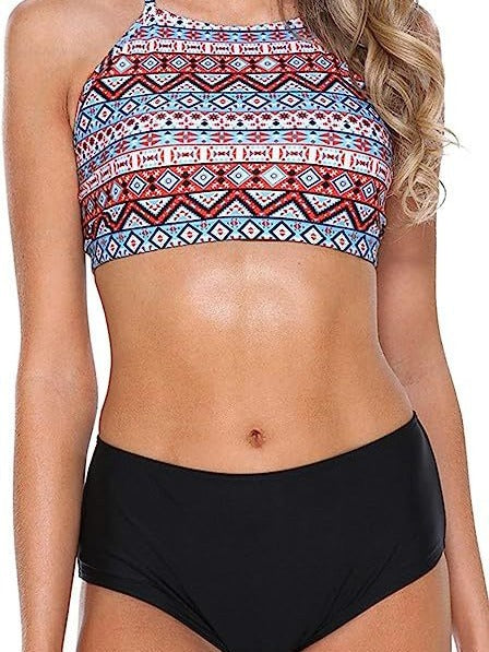 2024 Amazon Fashion ethnic style bikini two-piece swimsuit push up split swimsuit female bikini female