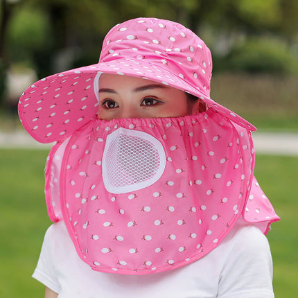 Summer Sunscreen Hat Children's Mask Sunshade Sun Hat Big Riding All-match Cool Hat Anti-ultraviolet Tea Picking Bike Face Covering