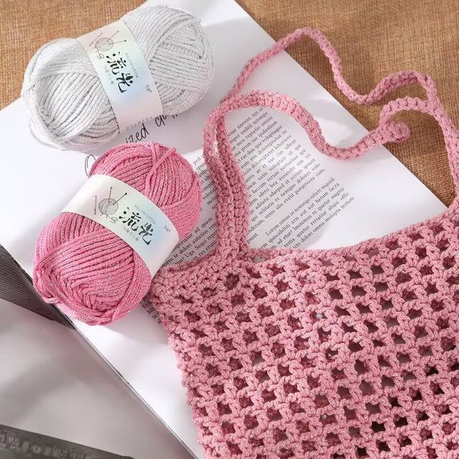 Upgraded Bright Silk Hollow Cotton Hand-woven Hat DIY Bag Anti-pilling Glow Hollow Cotton Group