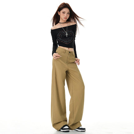 High Street American Jeans for Women 2025 Early Spring New Retro High-Waisted Loose Straight Slimming Look Floor-Length Trousers