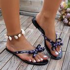 Purple nails and black belt bow-black bottom / 36