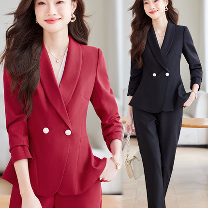 apricot Suit suit Women's 2024 New Spring and Autumn Business Wear Temperament Goddess Fan Jewelry Shop Beauty Salon Work Clothes