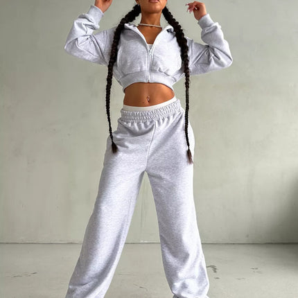 2026 Amazon Sexy Fashion European and American Style Casual Long-Sleeve Hooded Crop Top Shorts Cardigan Sports Pants