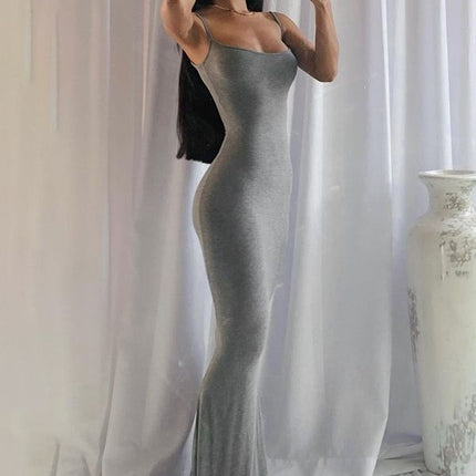 Sling dress European and American Women's High-end Sense Pure Desire Hip Skirt Sexy Slim-fit Milk Silk Long Fishtail Skirt