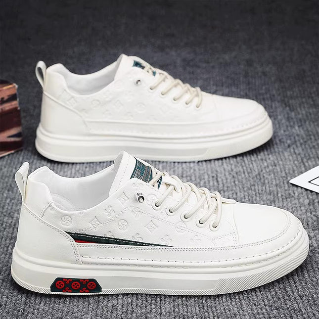 2025 Spring Men's Shoes Genuine Leather White Shoes Breathable Sneakers Fashionable All-match Internet Celebratory Same Style Explosions Soft Bottom Soft Surface