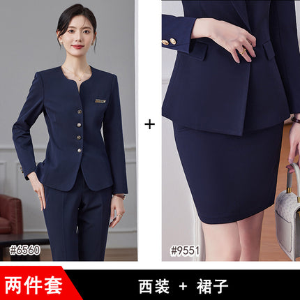 High-end professional suit suit female autumn high-end temperament jewelry hotel manager front desk reception beauty salon overalls