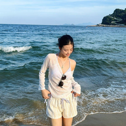 Source Manufacturer Star Casual Thin Blouse Women's Summer Bikini Split Swimsuit Women's Lace Butt Curtain Suit Summer