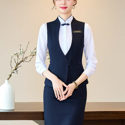 Women's Jewelry Store Sales Professional Suit Vest suit Women's Spring and Autumn Hotel Front Desk Manager Work Clothes Three-piece Set