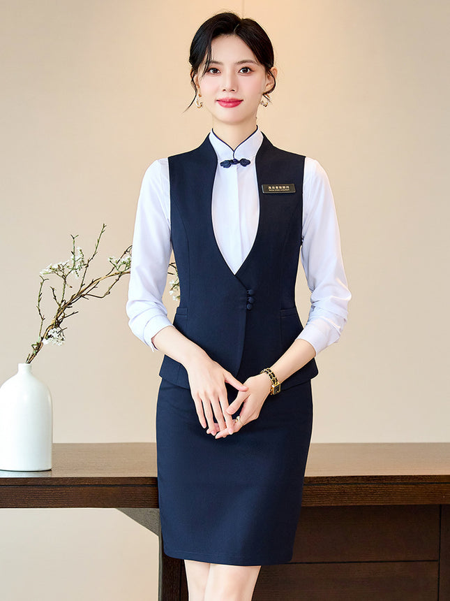 Women's Jewelry Store Sales Professional Suit Vest suit Women's Spring and Autumn Hotel Front Desk Manager Work Clothes Three-piece Set