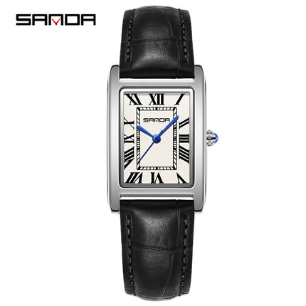Sanda Live Hot Couple Watch Vintage Square Quartz Watch Waterproof Roman Scale Men's and Women's Watches