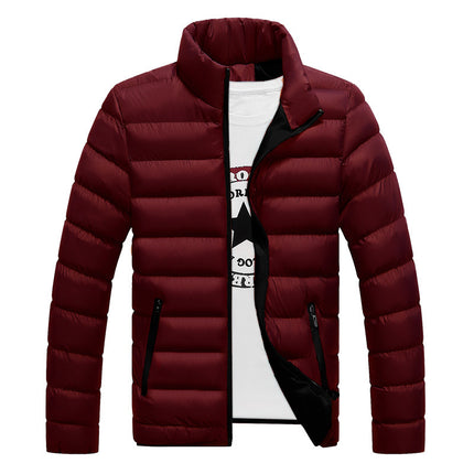 In-Stock 2023 Winter Casual Men's Cotton Jacket, Solid Color Cardigan, Urban Fit Cotton Coat, Cold-Proof, Plus-Size Design
