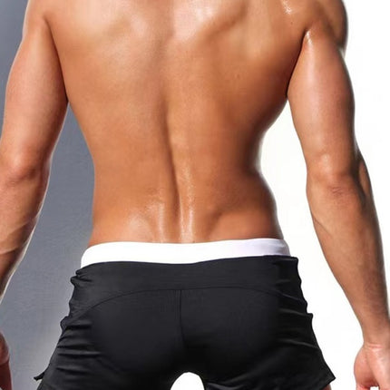 2024 Amazon Cross-border Men's Mid-waist Sports Boxers Shorts Solid Color Zipper Tether Anti-light in stock