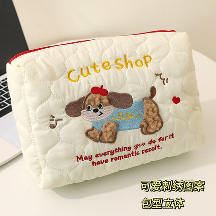 Cute Puppy Portable Cosmetic Bag for Women Portable Large Capacity Skin Care Brush Travel Toiletry Bag Wholesale