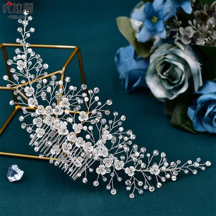 Youlapan Bridal Flower Hair Comb Handmade Pearl Hair Accessory Fashionable Versatile Hair Accessory for Going Out Hp571