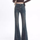 Thin velvet vintage blue trousers / XS