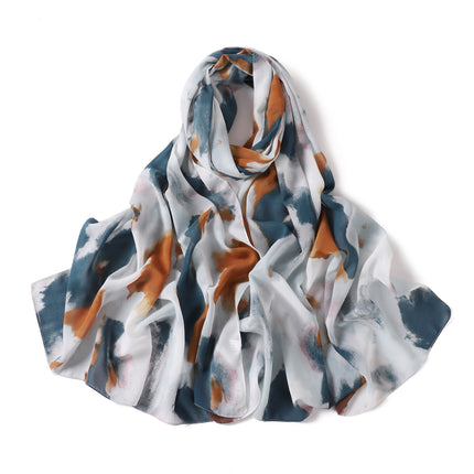 New foreign trade ink printing pearl chiffon scarf breathable soft leopard print floral wrap long towel 258-267
